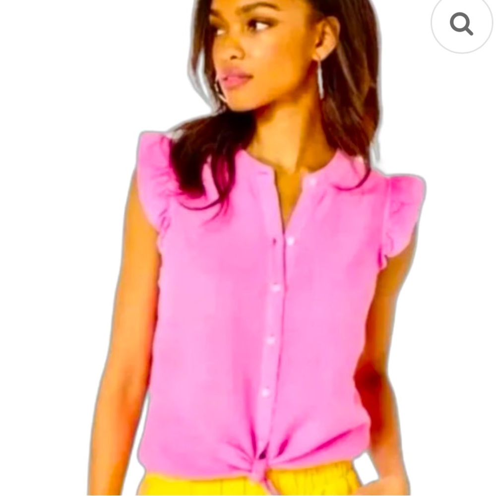Lilly Pulitzer - Pink Sleeveless Button-Up Blouse NWT